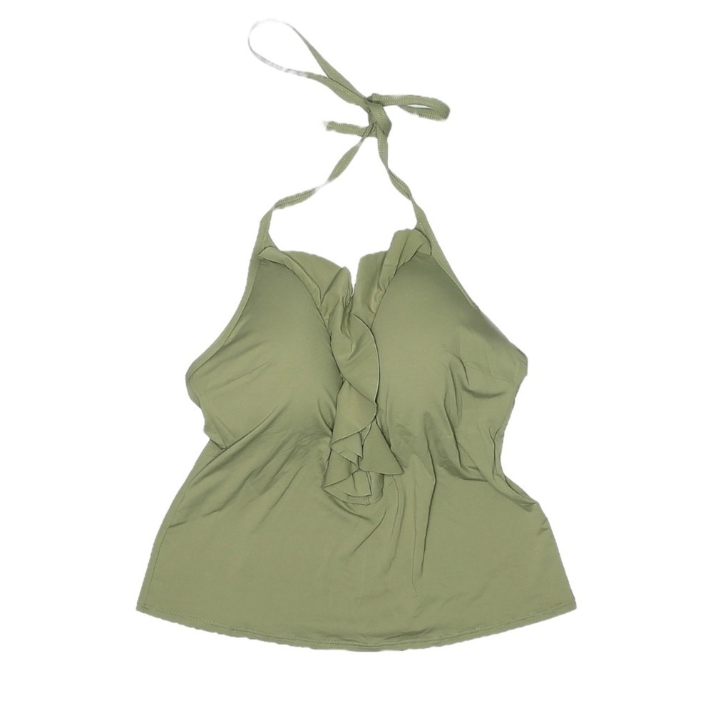 Michael Kors Sage Green Ruffle Halter Tankini Swim Top Padded S